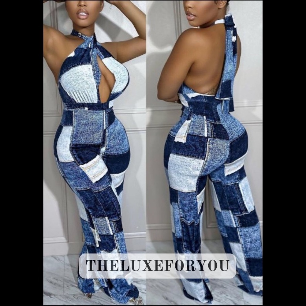Denim Printed Jumpsuit